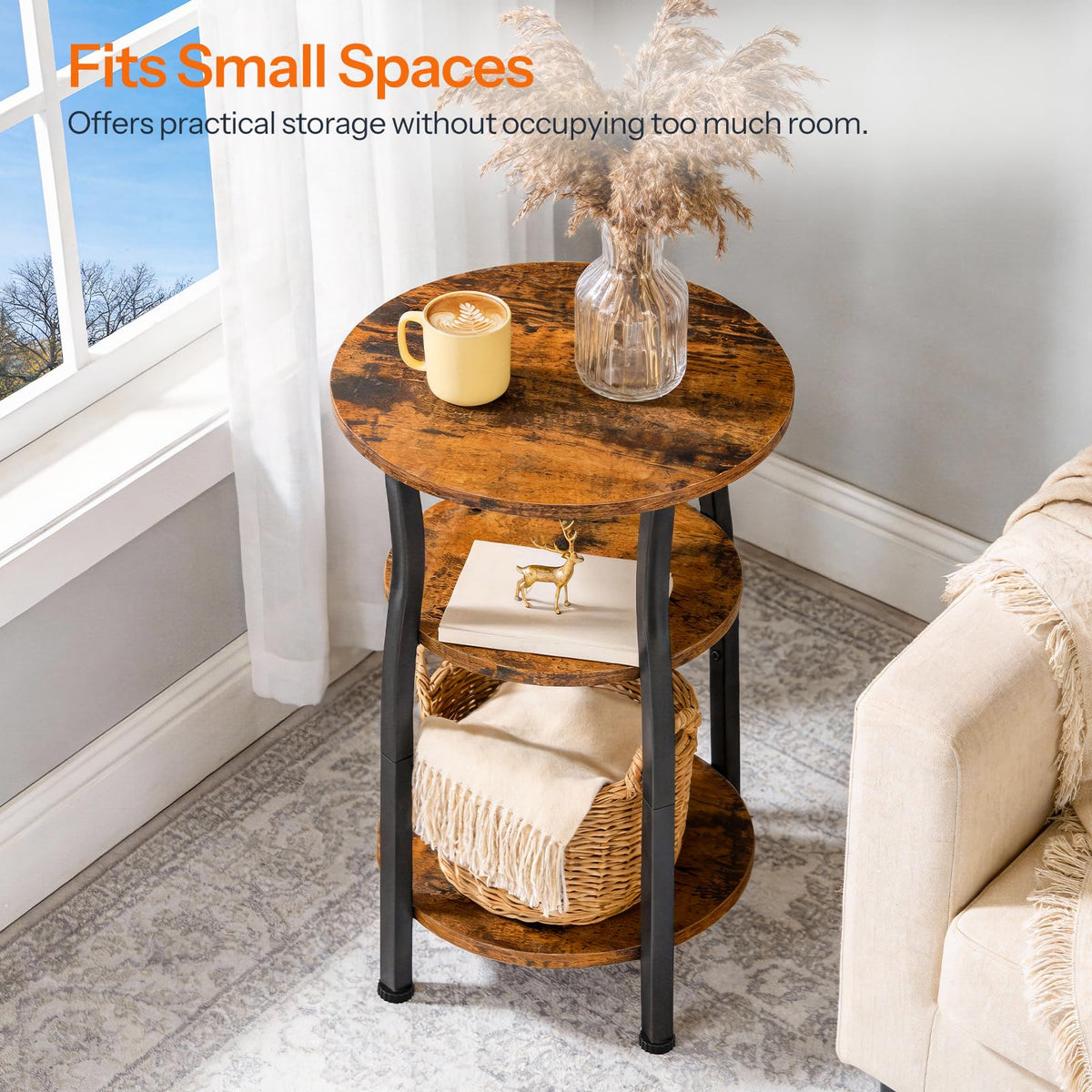 Small Round 3-Tier Storage Side Table Z83053