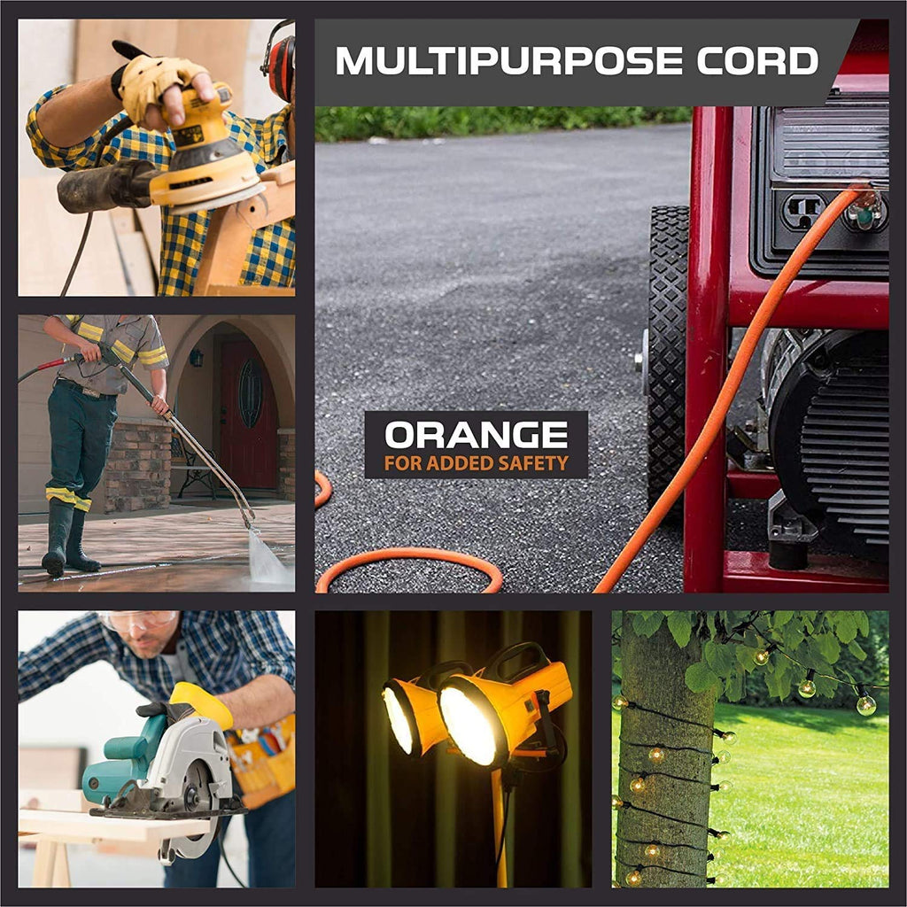 10 Gauge Heavy Duty Extension Cord 100 Ft Orange SJTW S55807
