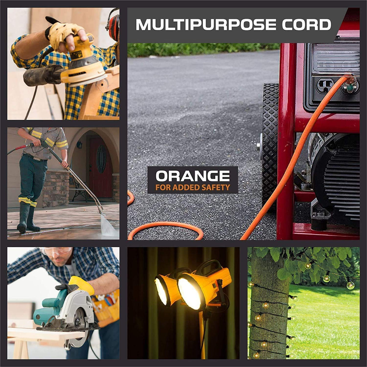 10 Gauge Heavy Duty Extension Cord 100 Ft Orange SJTW S55807