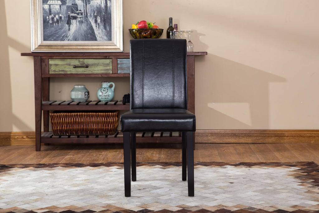 Black Leatherette Parson Chair Set of 2 B8308
