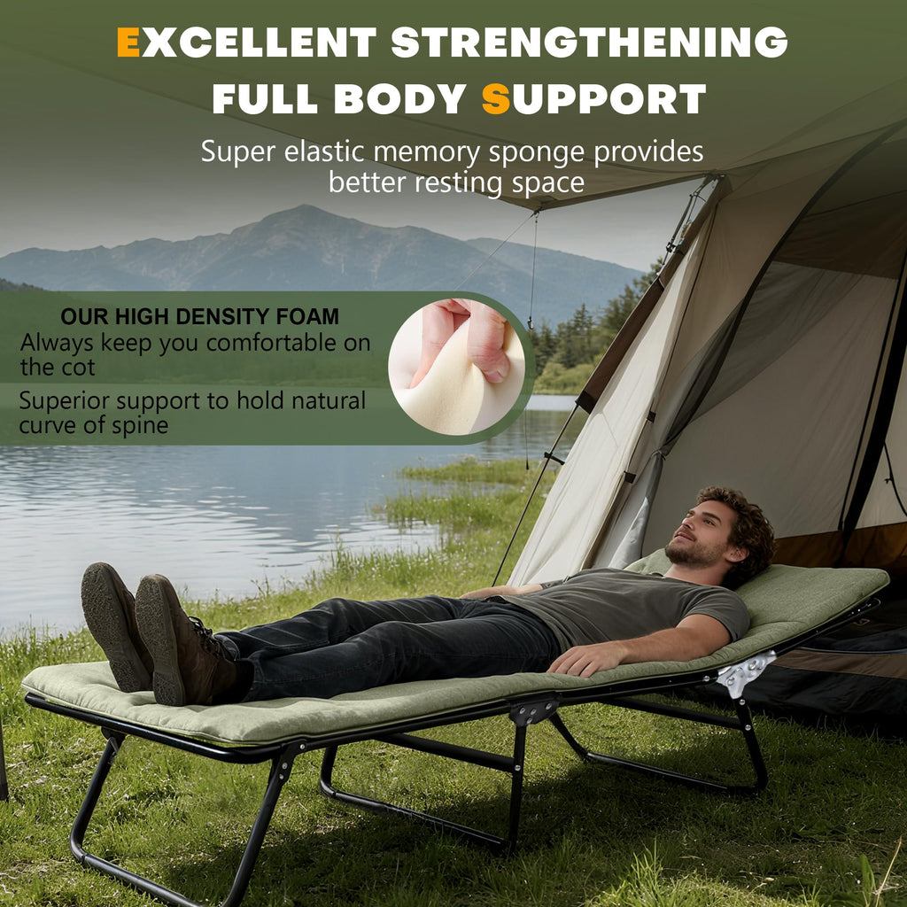 Camping Cot with Mattress Portable Folding Double Layer 1200D W290870