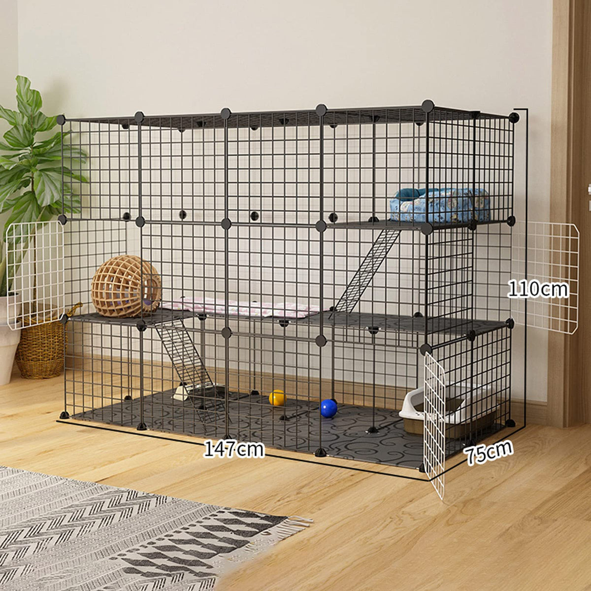 Metal Wire Small Animal Cage 147 * 75 * 110cm C997631