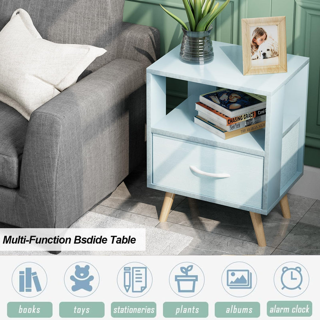 Blue Kids Nightstand with Drawer B984