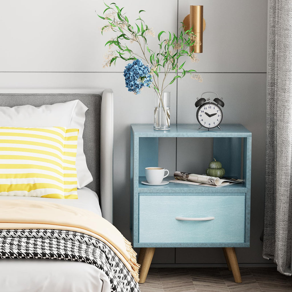 Blue Kids Nightstand with Drawer B984