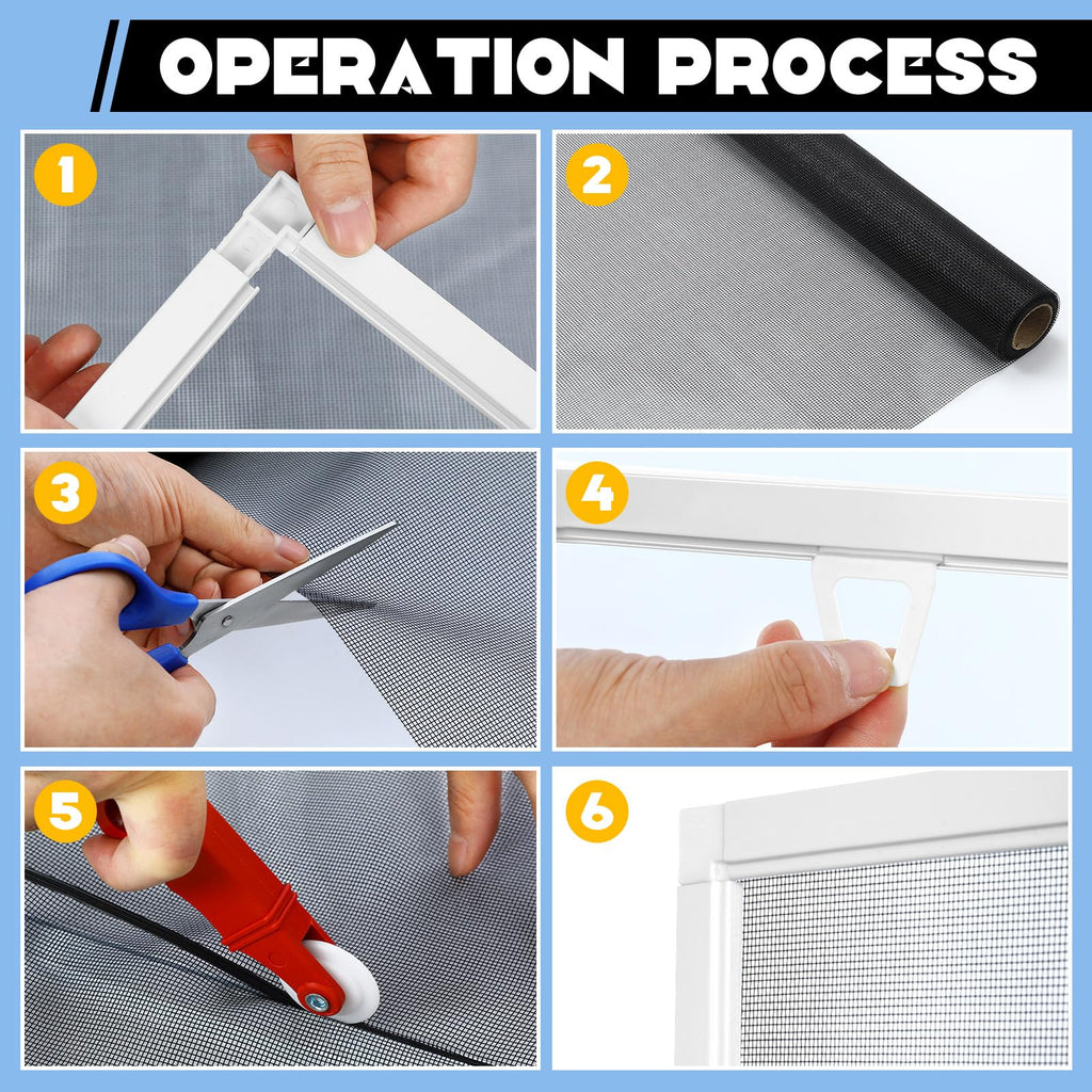 4 Pack Window Screen Kit with Aluminum Frame White 40'' X 40'' C131317