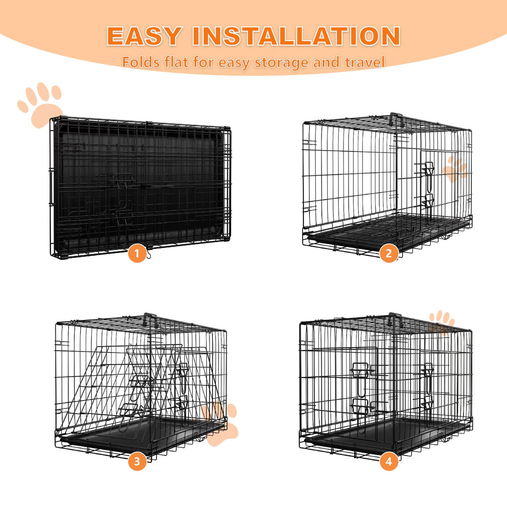 Foldable Metal Wire Dog Crate with Divider 48 Inch M431192