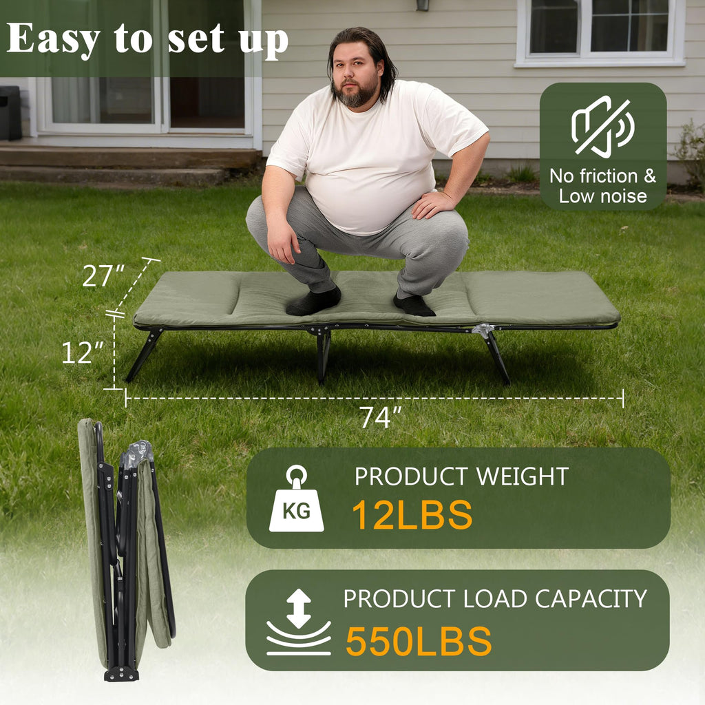 Camping Cot with Mattress Portable Folding Double Layer 1200D W290870