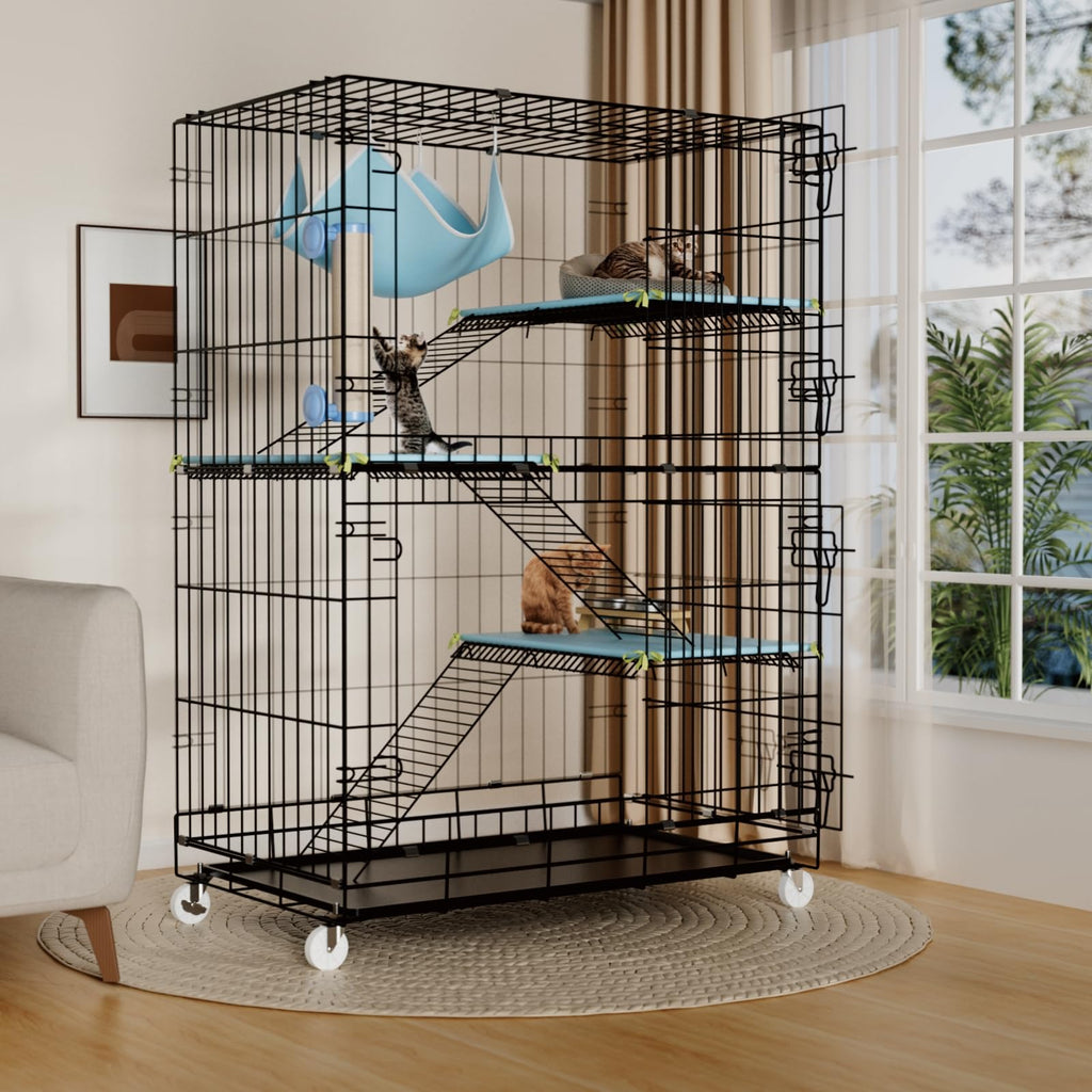 4-Tier Cat Cage with Cushions Hammock Scratching Post C141