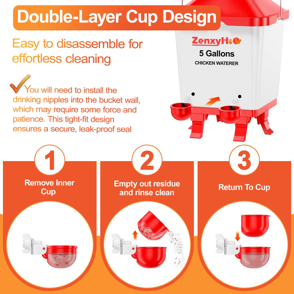 5.0 Gal Chicken Waterer Bucket with 4 Cups S6219