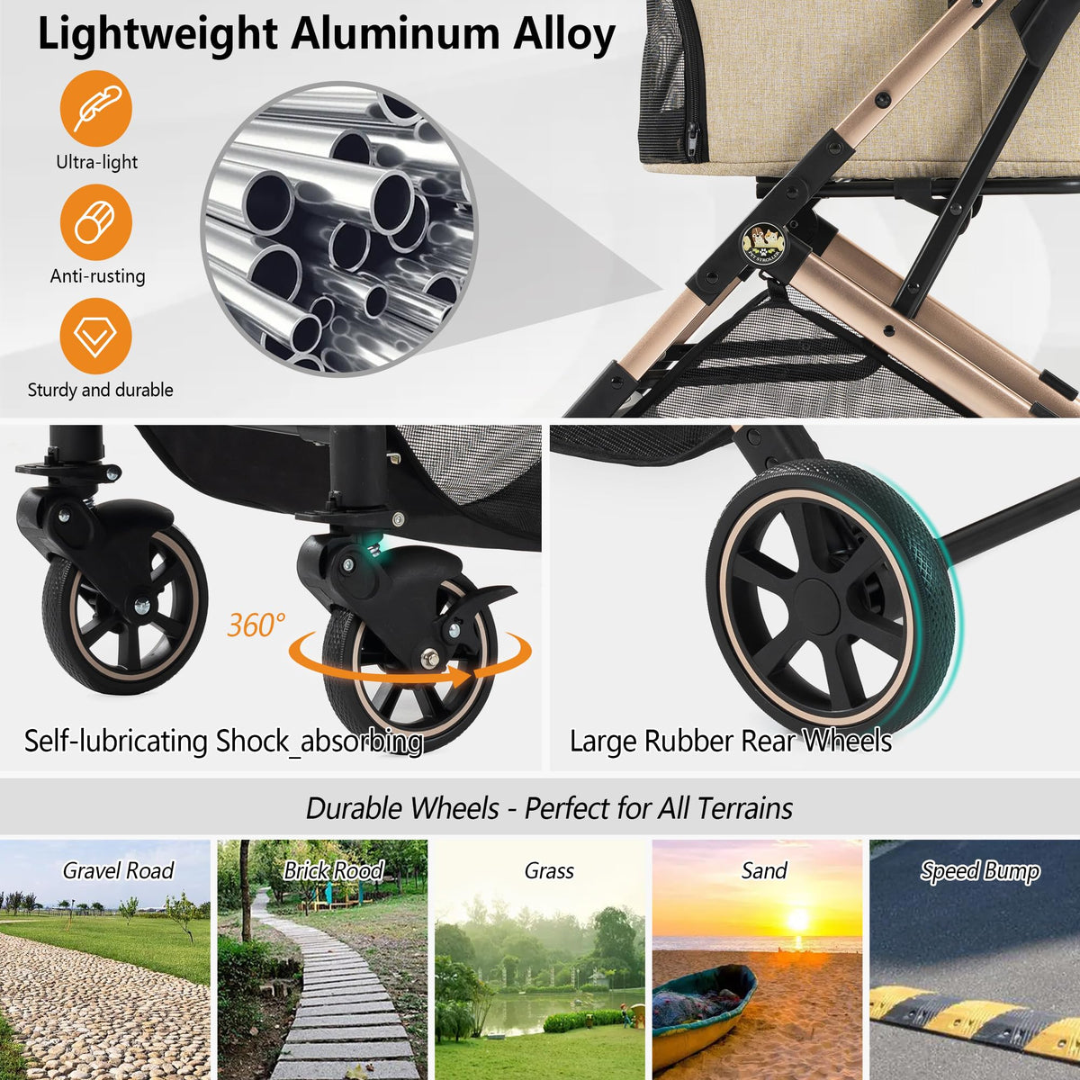 Medium Dog Stroller with Detachable Mesh H5900