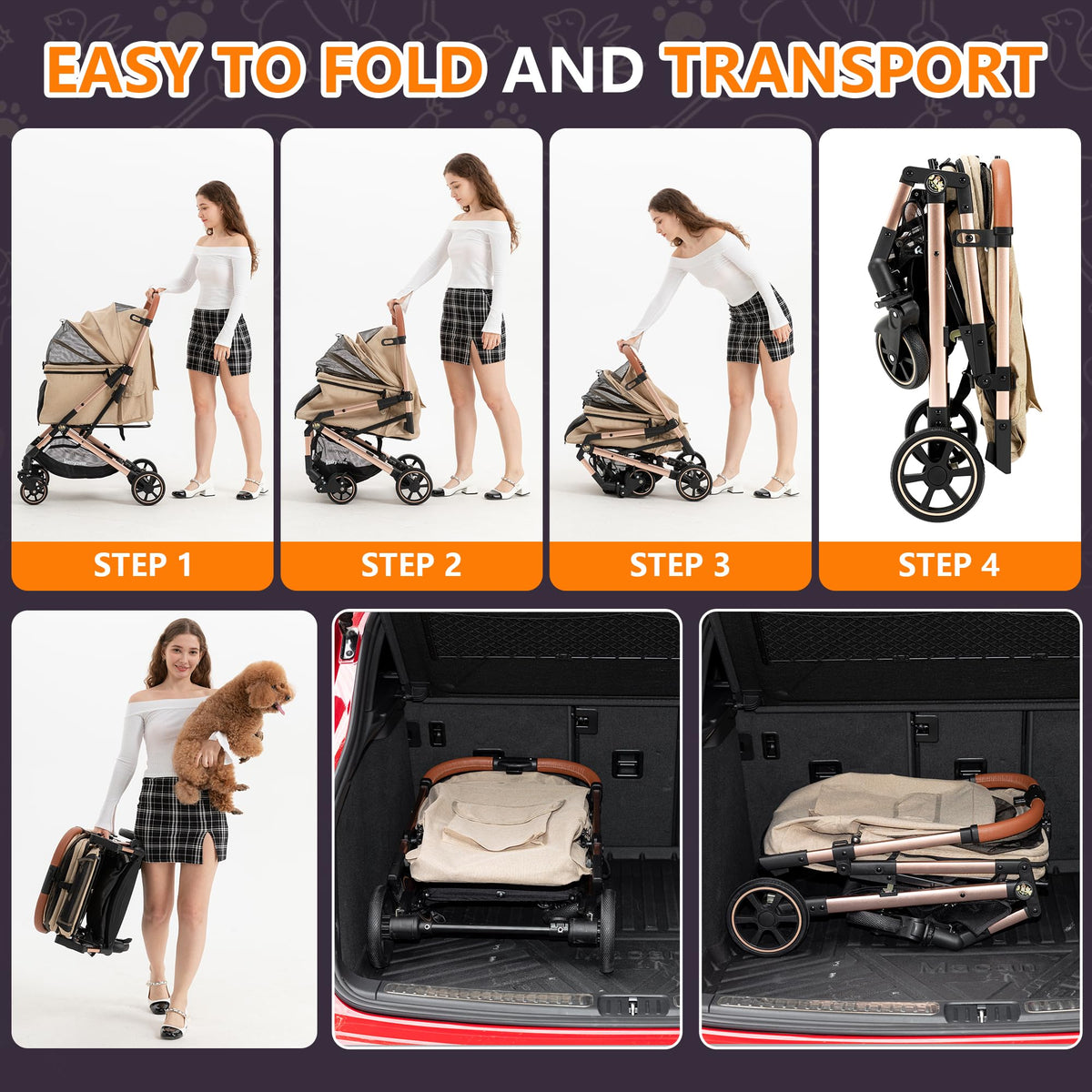 Medium Dog Stroller with Detachable Mesh H5900