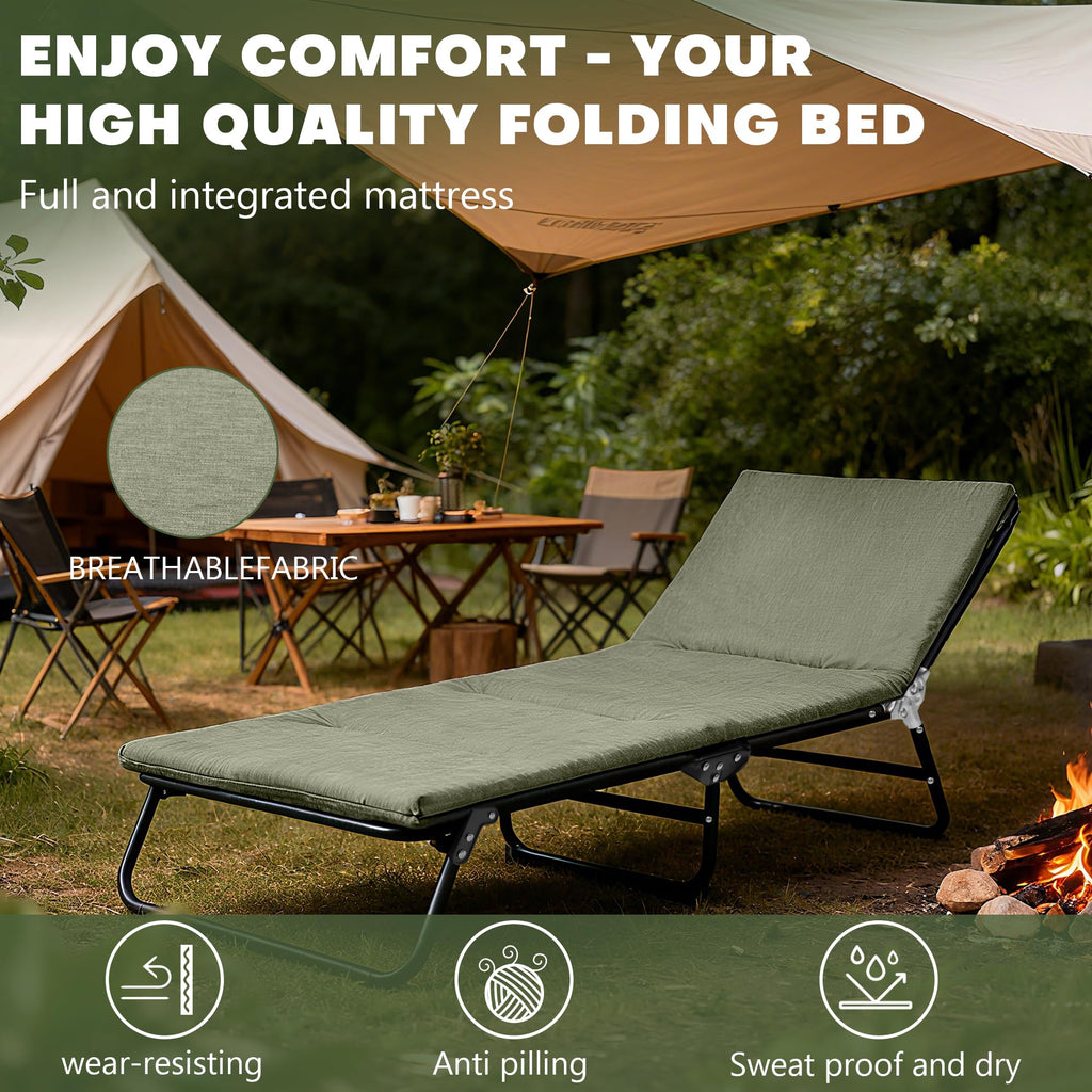 Camping Cot with Mattress Portable Folding Double Layer 1200D W290870