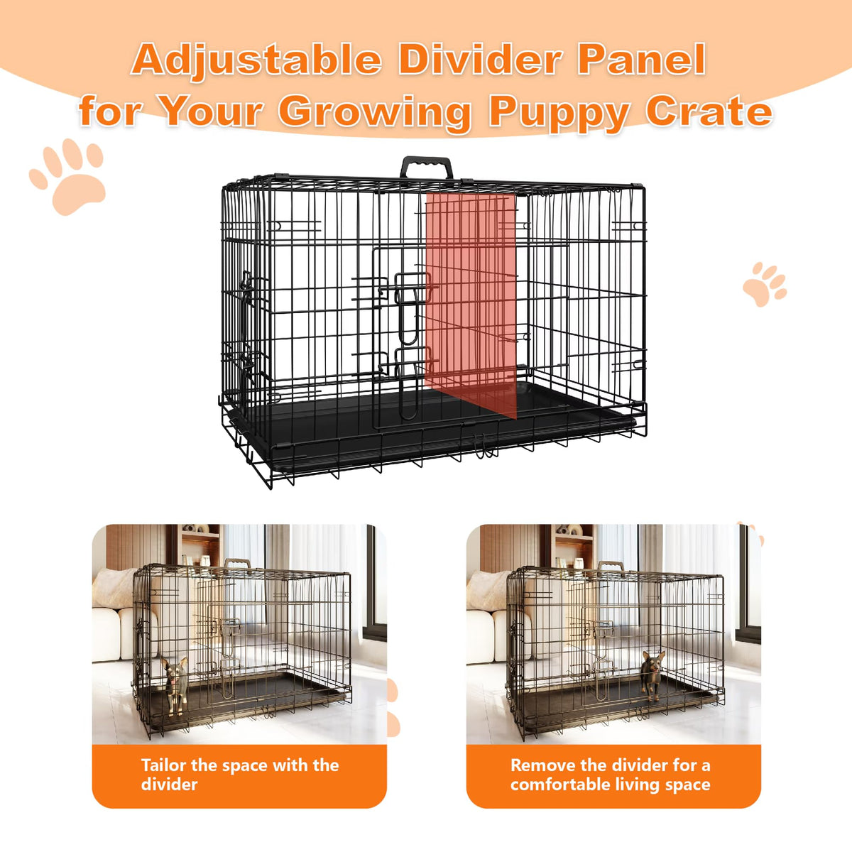 Foldable Metal Wire Dog Crate with Divider 48 Inch M431192