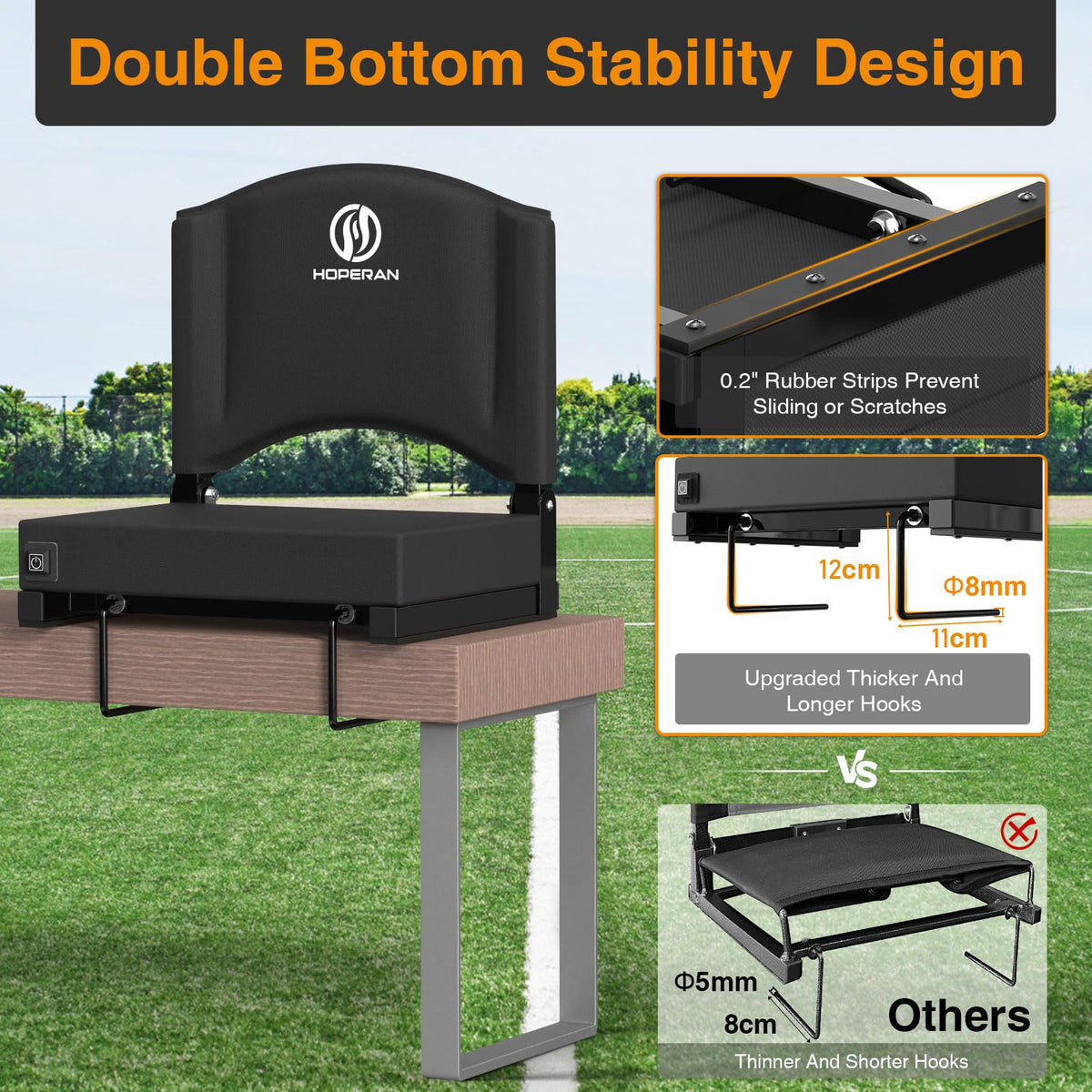 Heated Stadium Seats for Bleachers with Back Support A55294