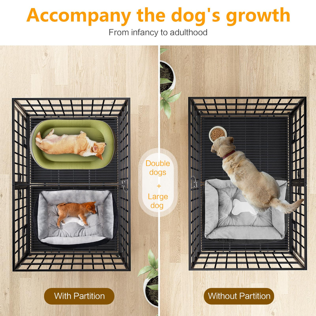 42 Inch Heavy Duty Metal Dog Crate with Divider I856