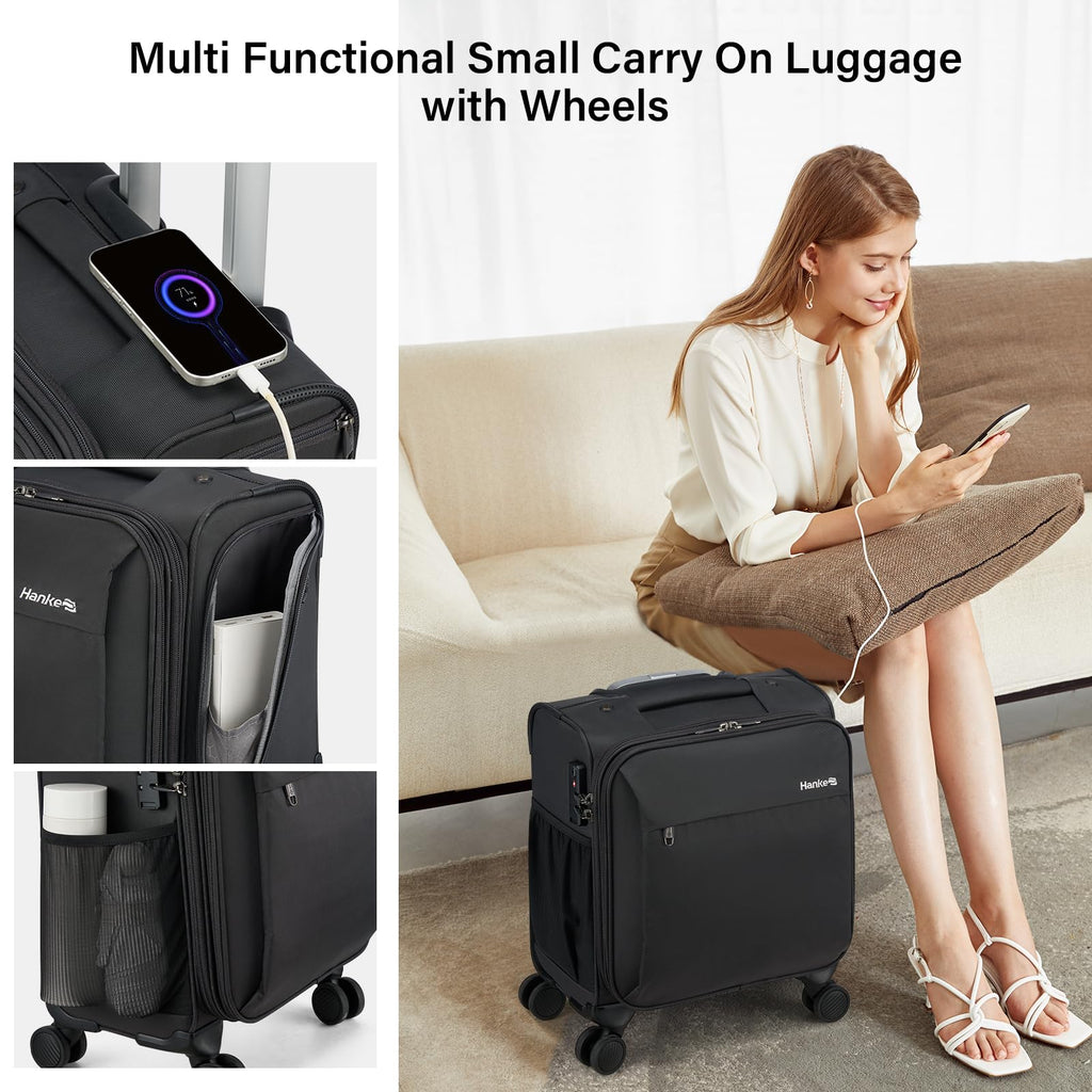 16 Inch Underseat Carry On Luggage with Wheels Dark Gray J538552
