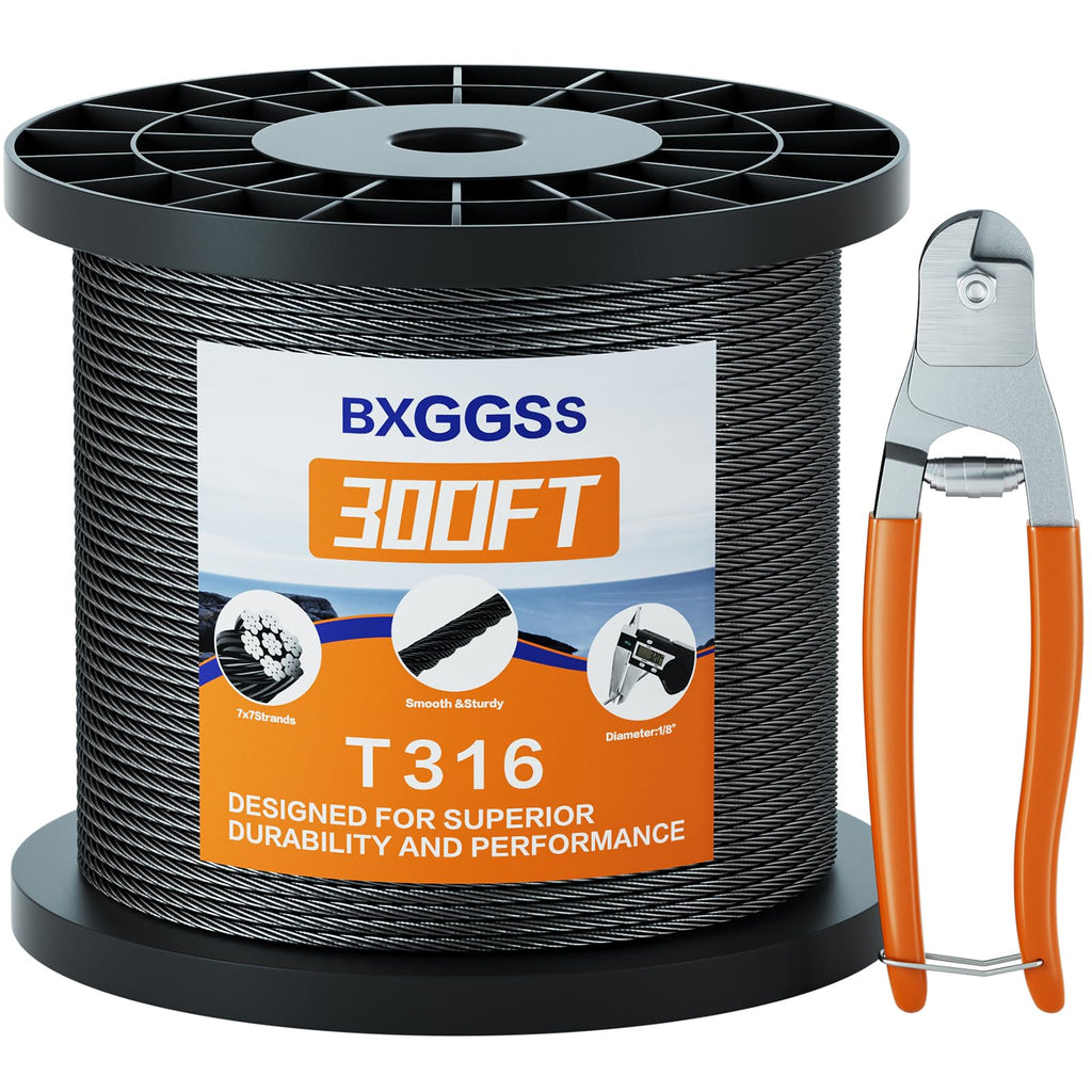 1/8 T316 Black Stainless Steel Cable 300FT Y132200