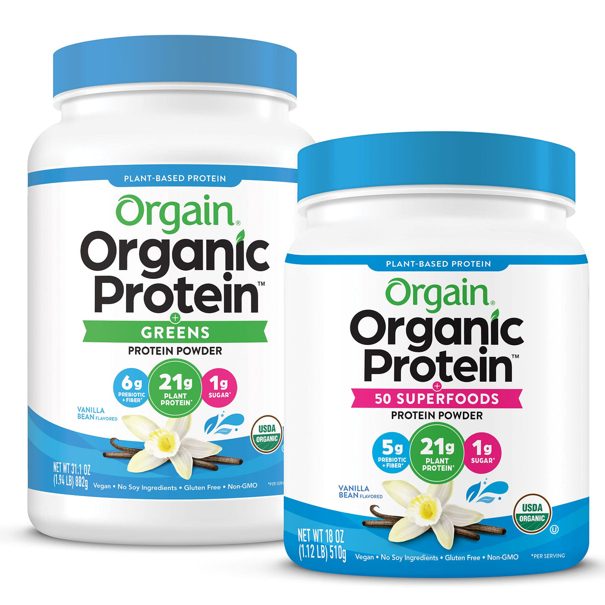 Organic Vegan Protein Powder + Greens Vanilla Bean L712