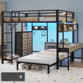 Oak Gray Full Over Twin Bunk Bed with Desk and Drawers H514