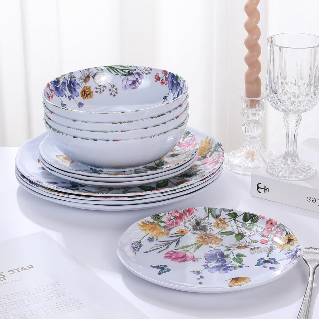 12-Piece Melamine Dinnerware Set Y17139