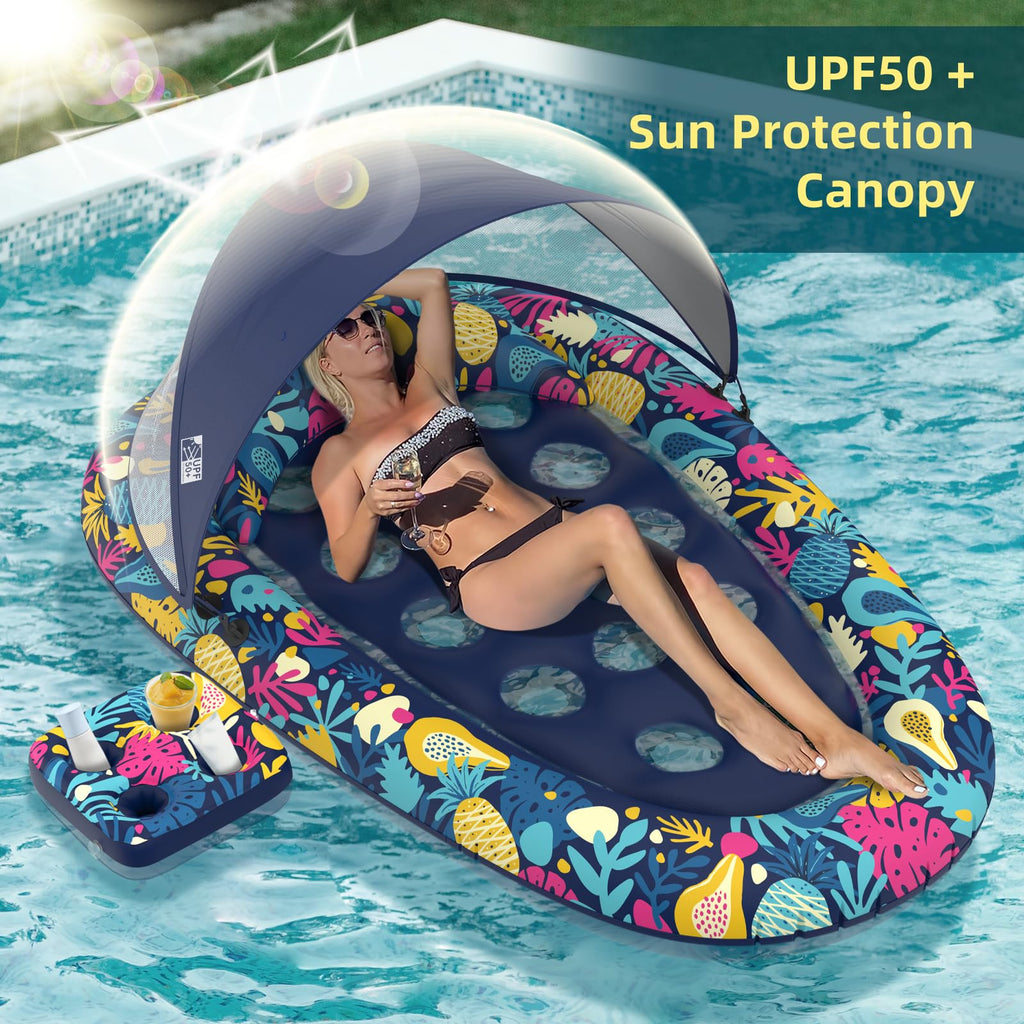Inflatable Pool Float with Canopy Cup Holder H5639