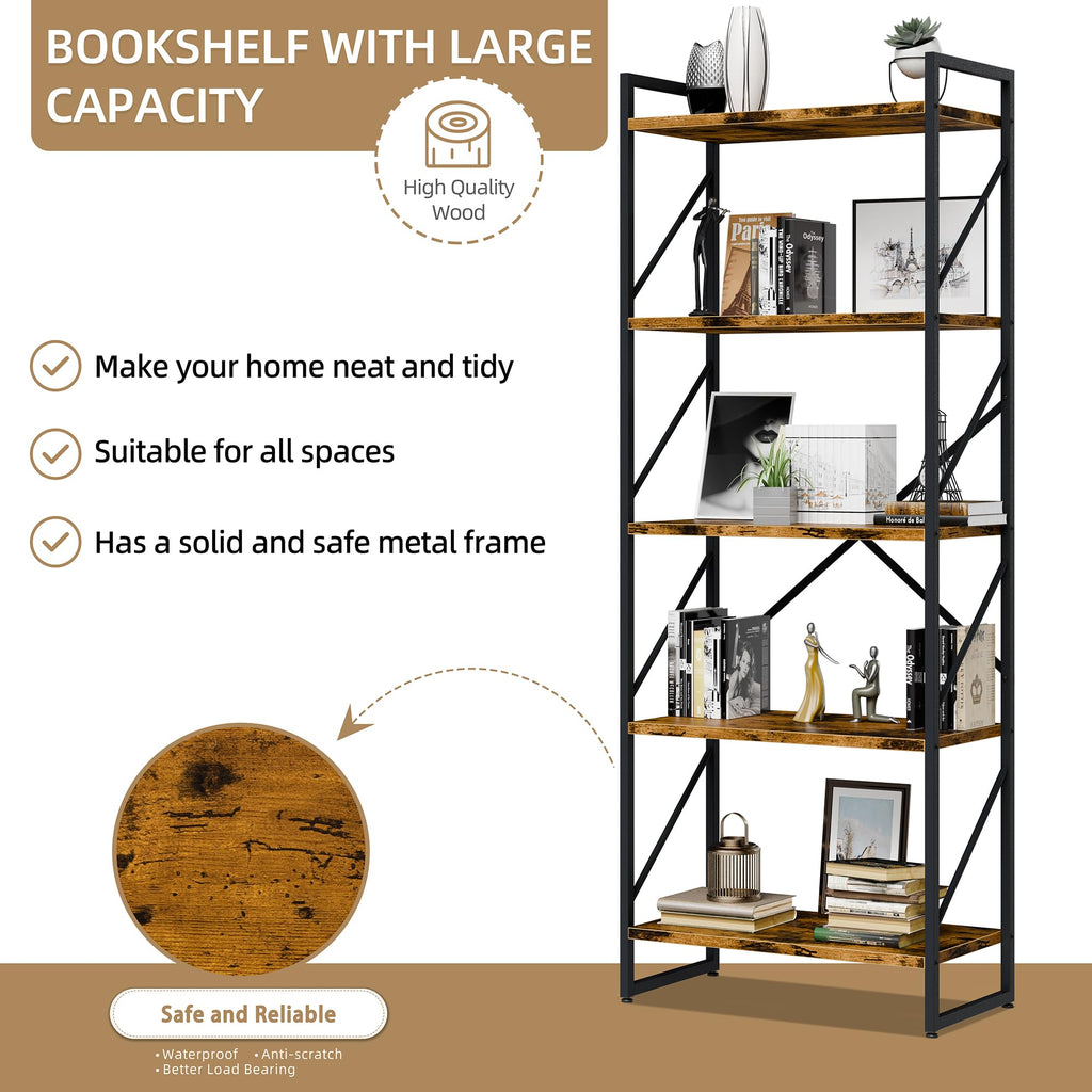 5 Tier Metal Bookshelf B2536