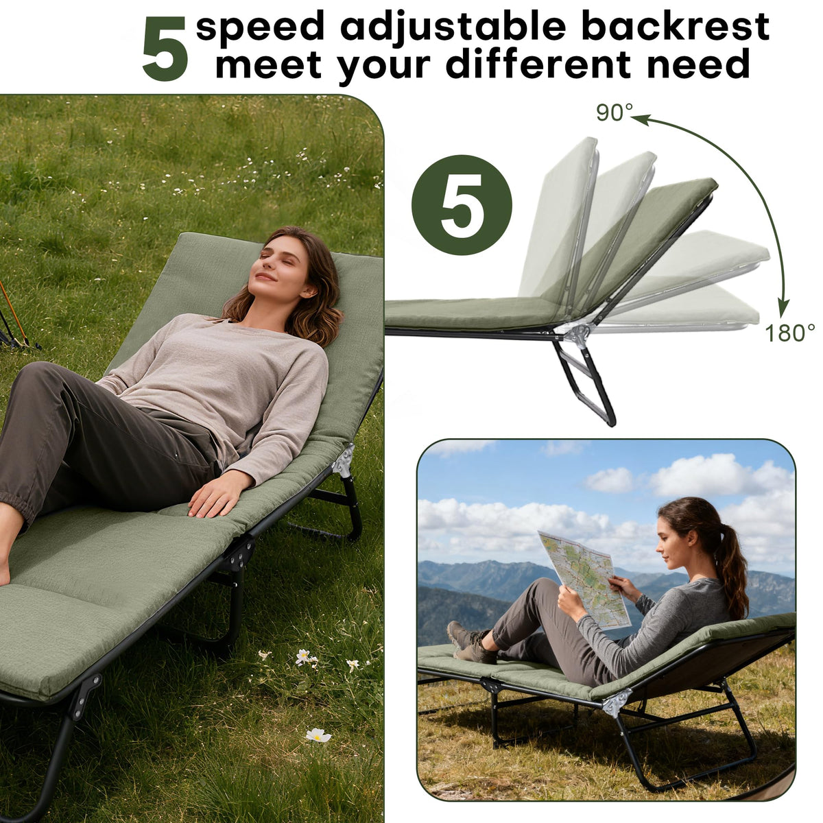 Camping Cot with Mattress Portable Folding Double Layer 1200D W290870