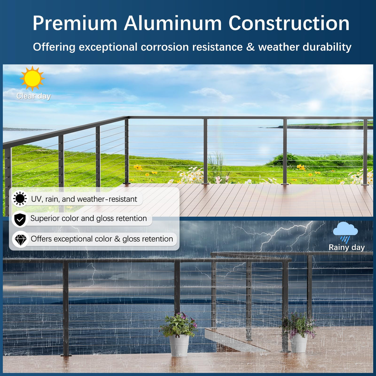 Black Aluminum Handrail 3 Pack O172263