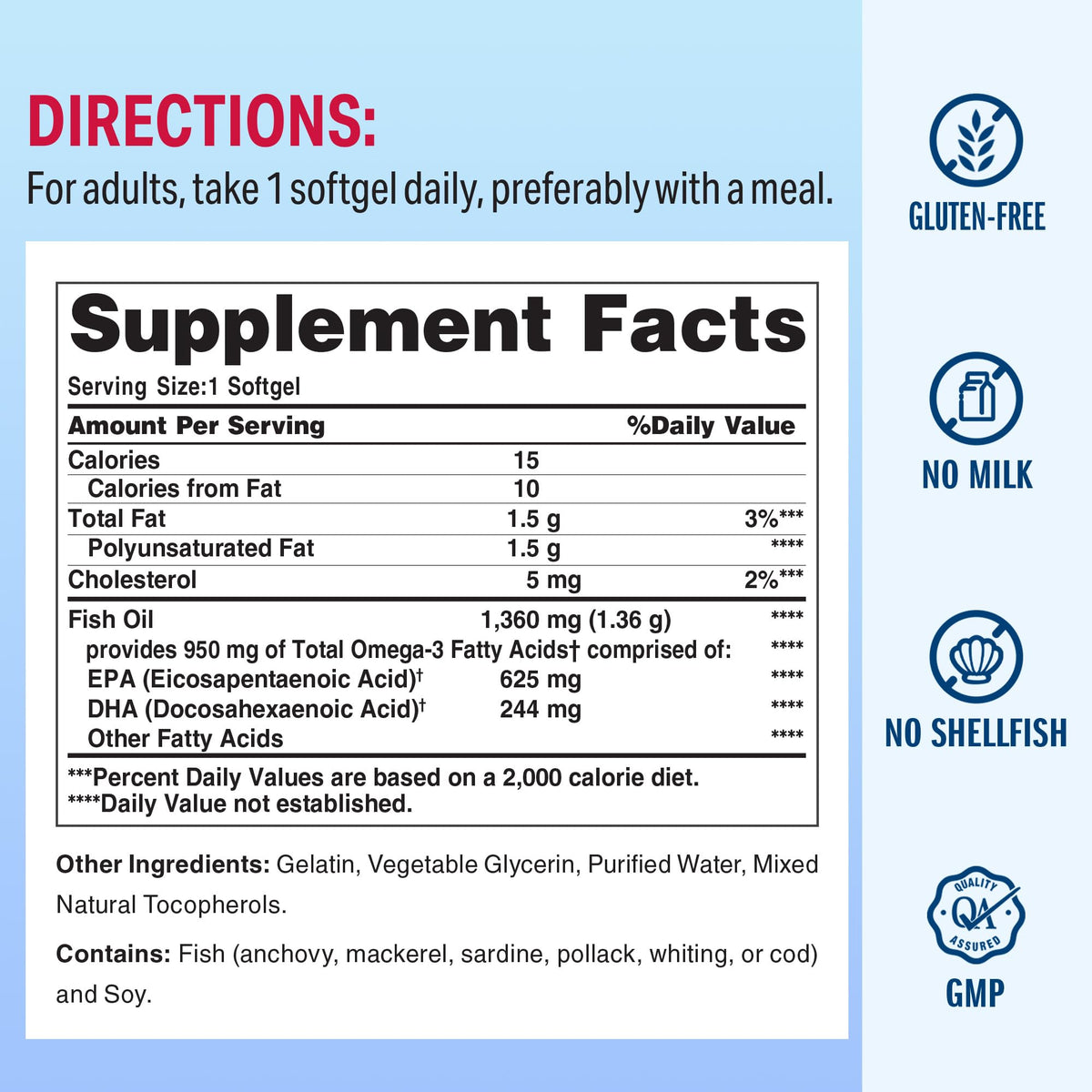 Triple Strength Omega 3 Fish Oil 1360 mg 60 Softgels E75910