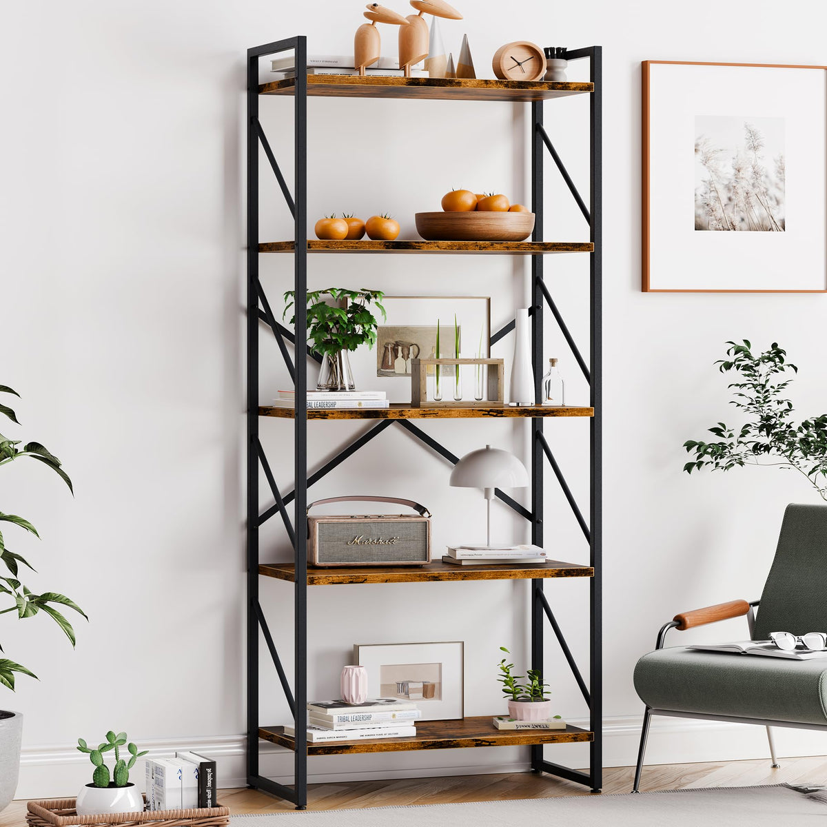 5 Tier Metal Bookshelf B2536