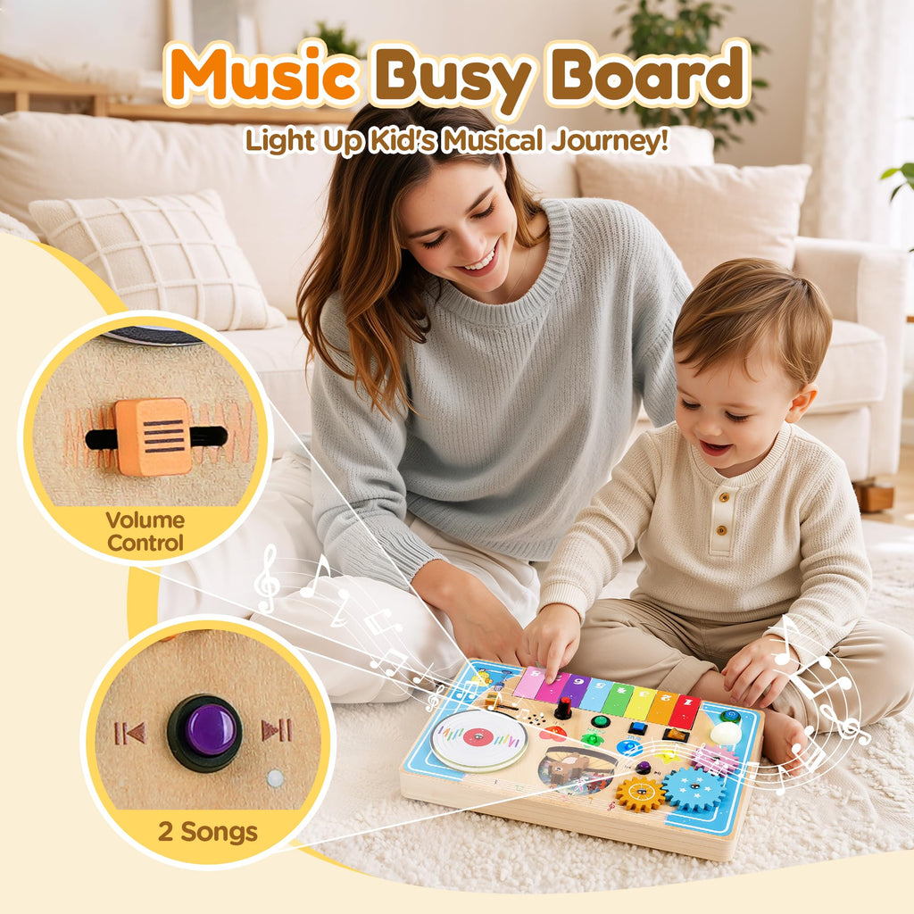 Wooden Montessori Busy Board with Piano Keyboard G65069
