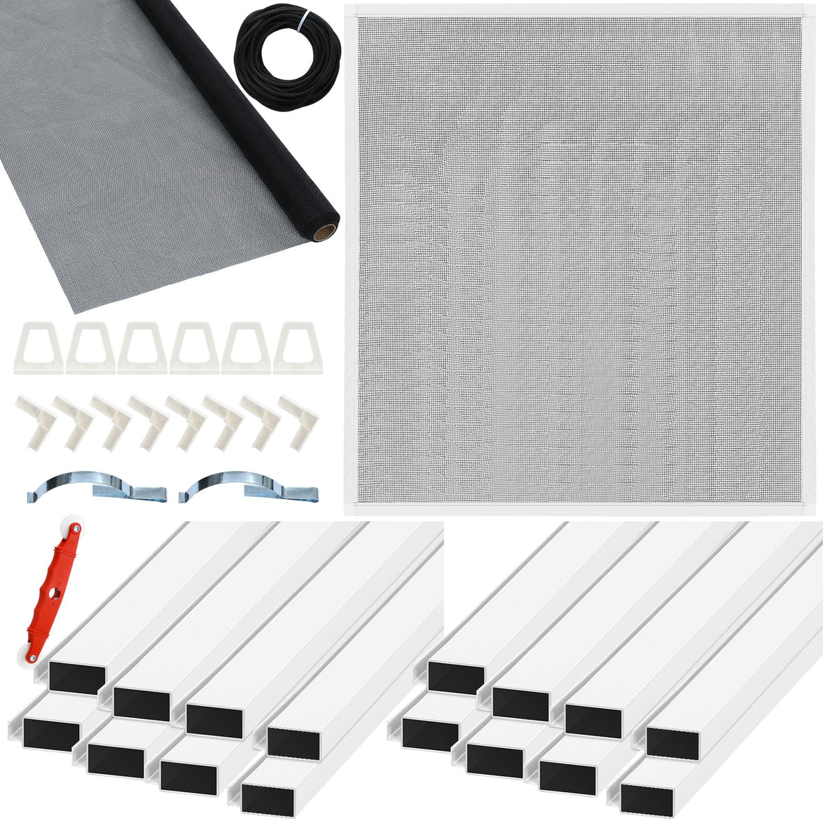 4 Pack Window Screen Kit with Aluminum Frame White 40'' X 40'' C131317