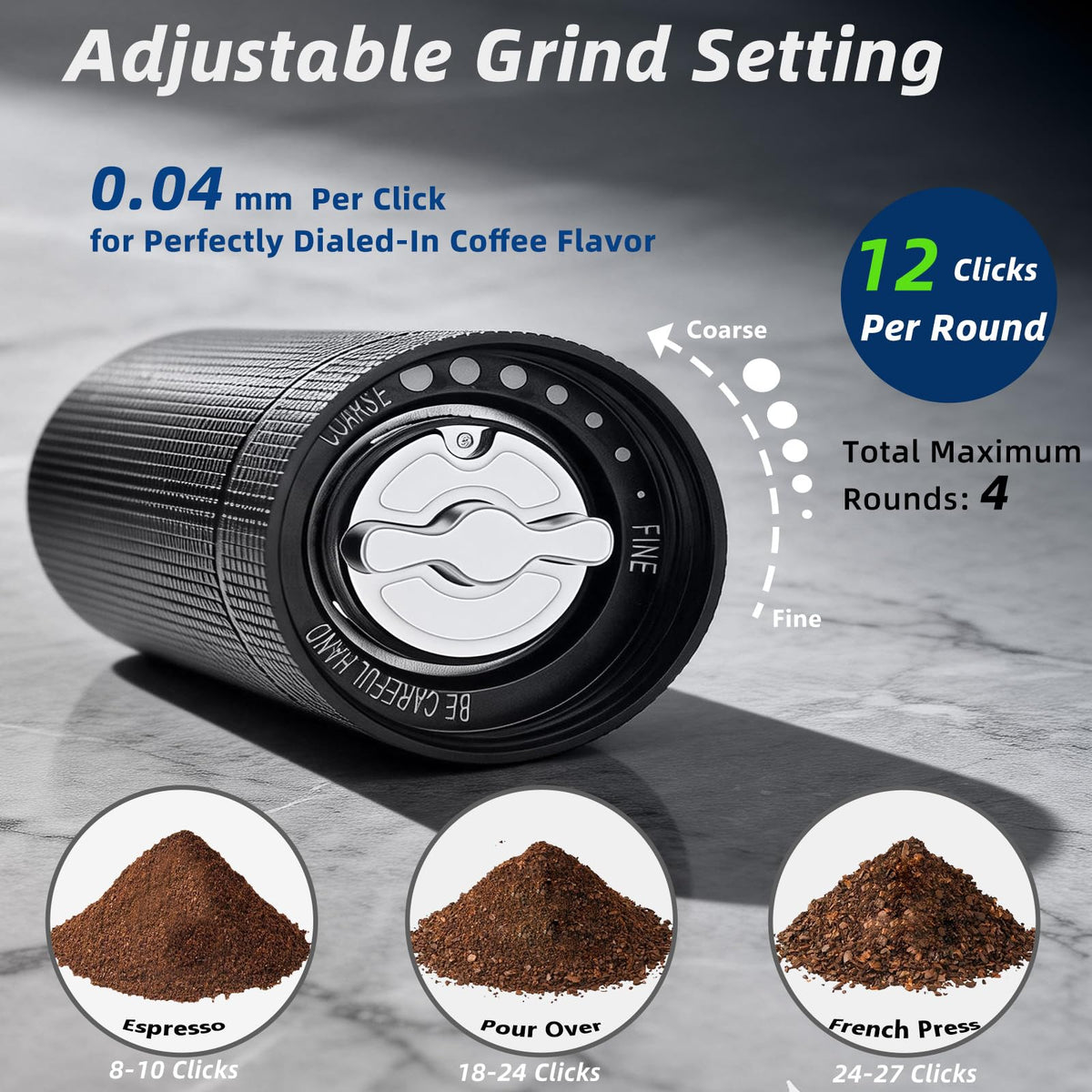 Manual Stainless Steel Conical Burr Coffee Grinder 20g Capacity S87644