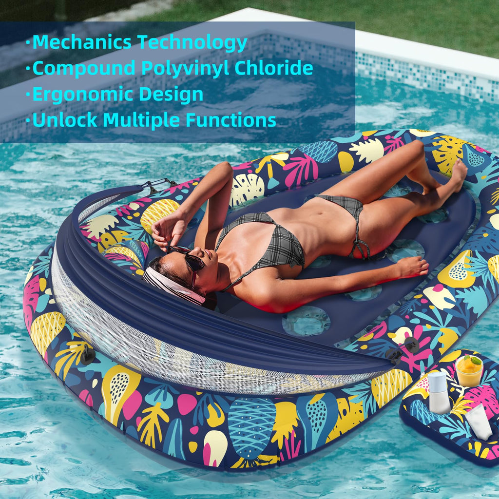 Inflatable Pool Float with Canopy Cup Holder H5639