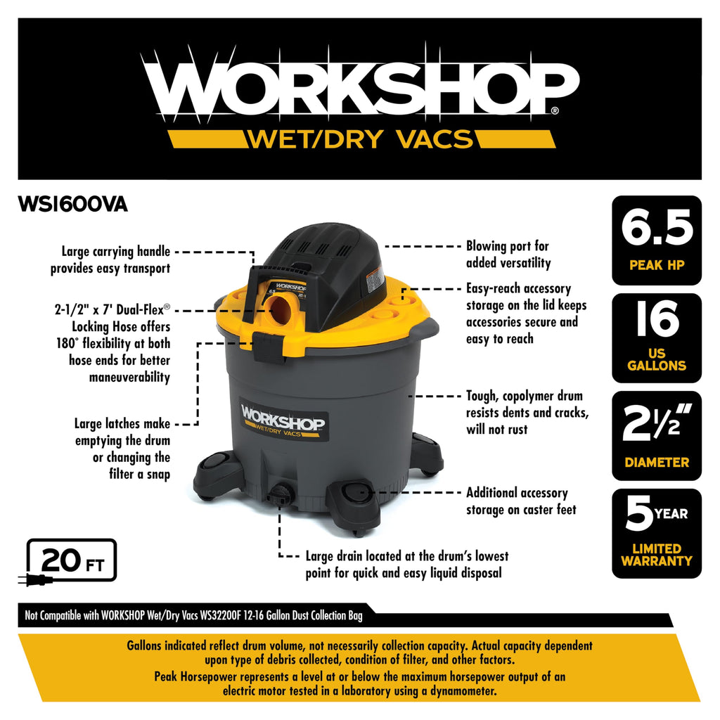 16-Gallon Wet Dry Vacuum Cleaner V872