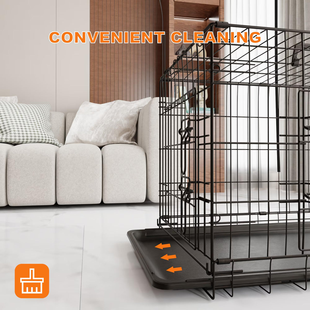 Foldable Metal Wire Dog Crate with Divider 48 Inch M431192