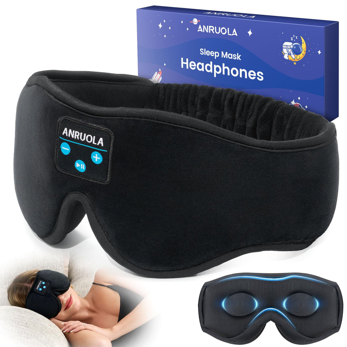 3D Sleep Mask with Bluetooth Headphones M6594