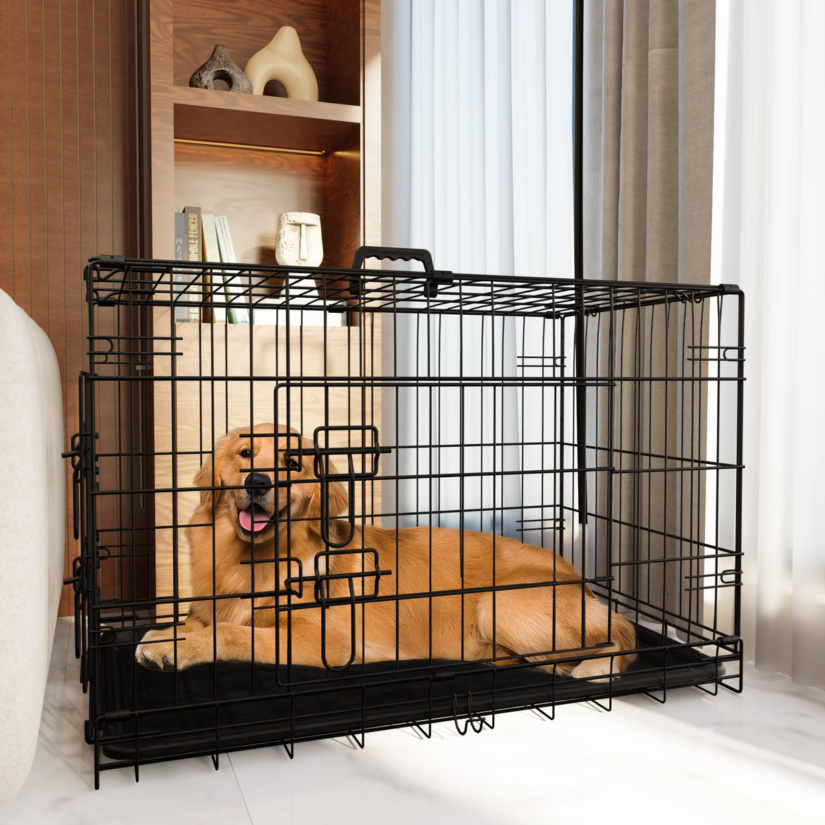 Foldable Metal Wire Dog Crate with Divider 48 Inch M431192