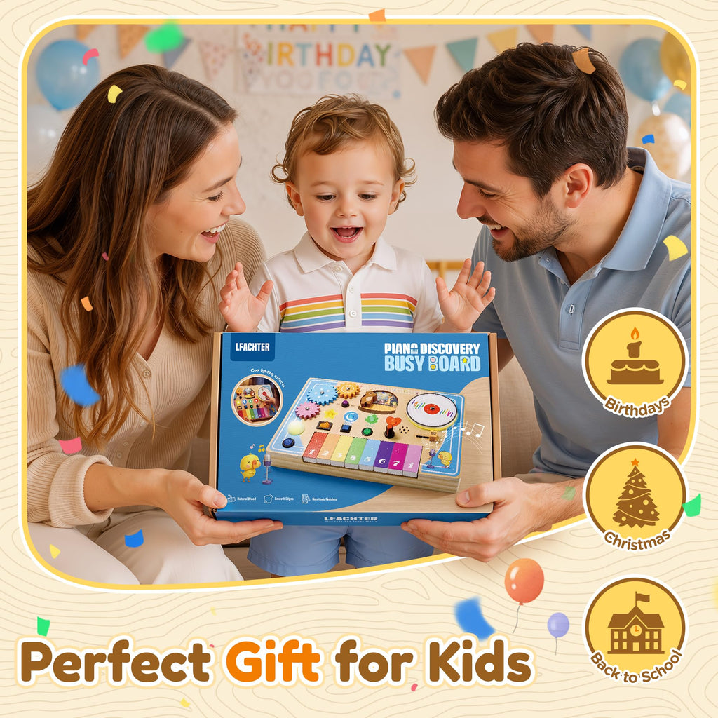 Wooden Montessori Busy Board with Piano Keyboard G65069