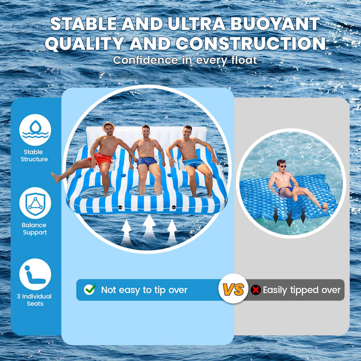 Inflatable Pool Lounger Float with Handles and Cup Phone Holder I1196