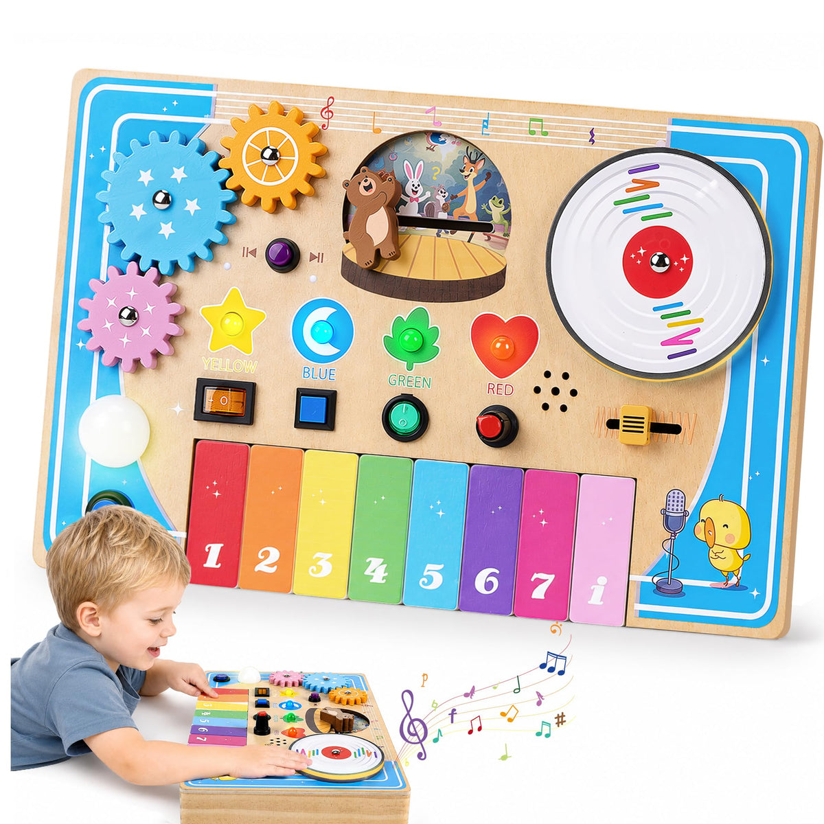 Wooden Montessori Busy Board with Piano Keyboard G65069