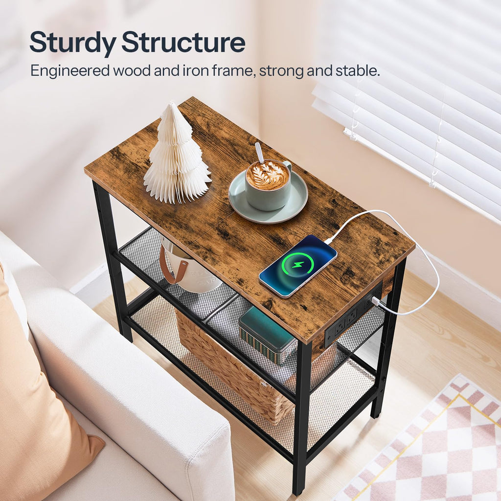 3-Tier Narrow End Table with Charging Station W88087