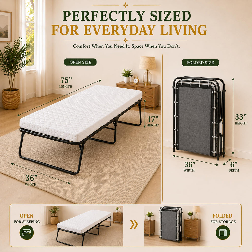 14” Folding Bed with 3-Inch Memory Foam Mattress S849411