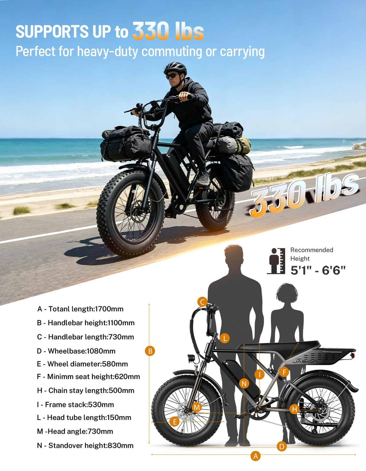 Electric Bike with 48V Removable Battery F2320