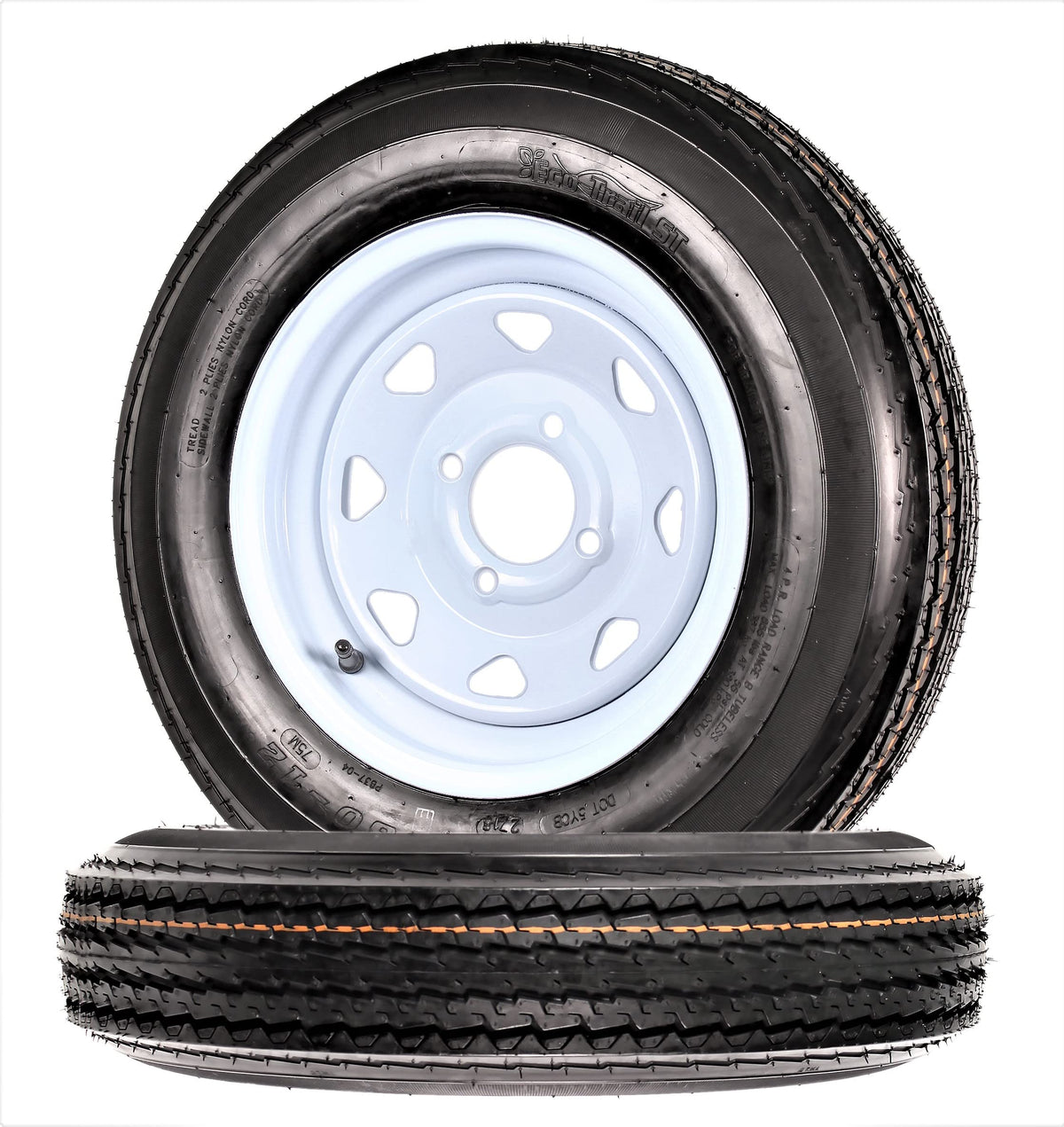 2-Pack Trailer Tire Rim Assembly 5.30-12 4 Lug White B76710