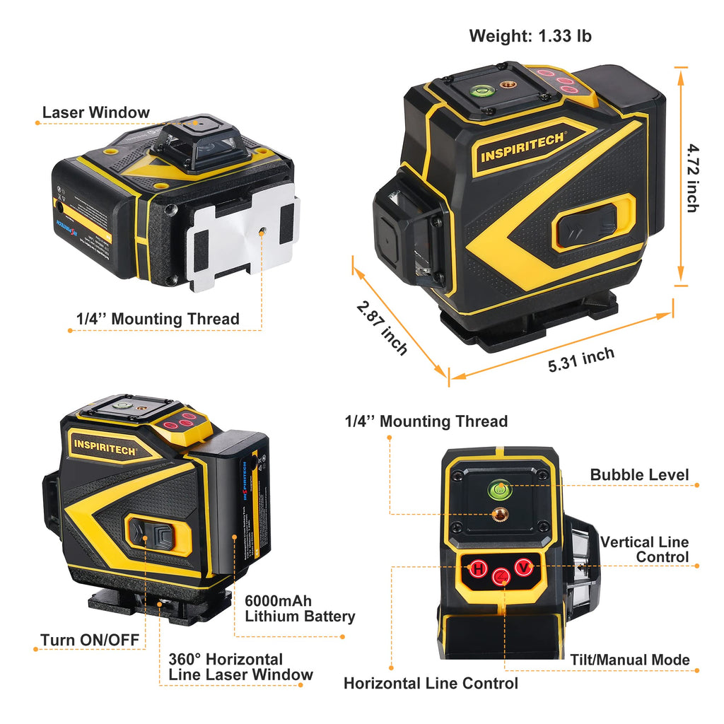 Self Leveling 3x360 Green Beam Laser Level W7538