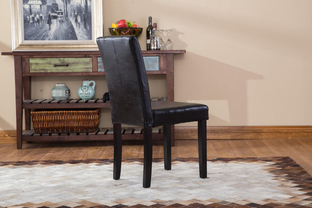 Black Leatherette Parson Chair Set of 2 B8308