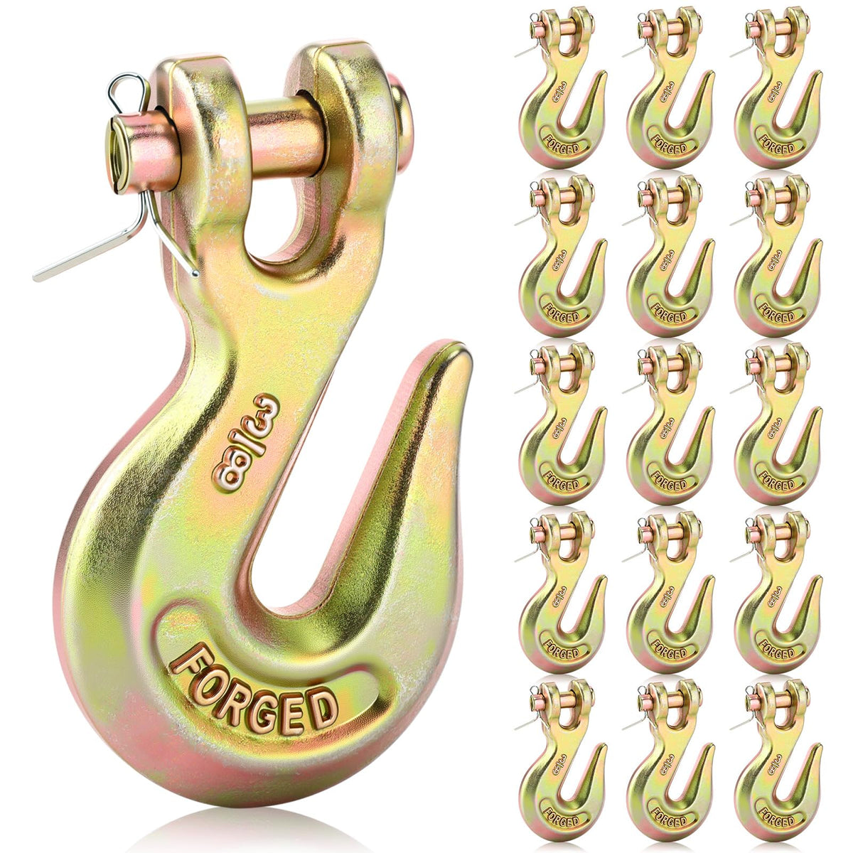 15 Pack 3/8 Inch Grade 70 Forged Steel Clevis Grab Hooks F9782