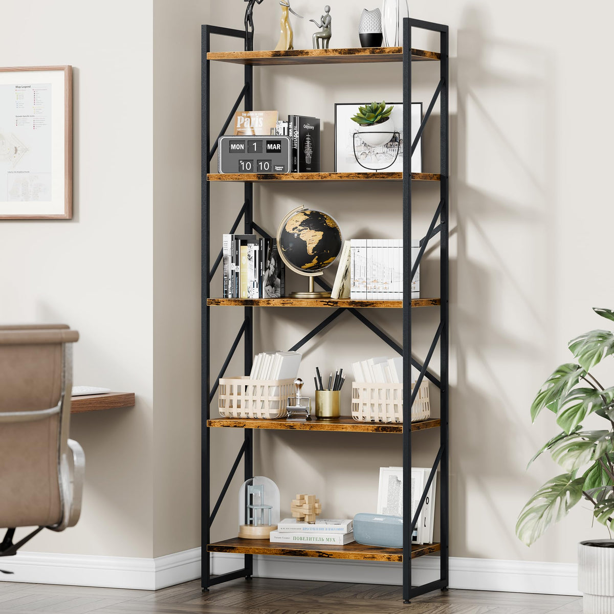5 Tier Metal Bookshelf B2536