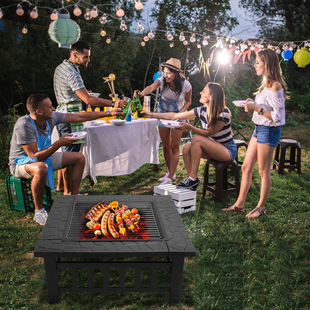 32” Metal Square Wood Burning Fire Pit W8395